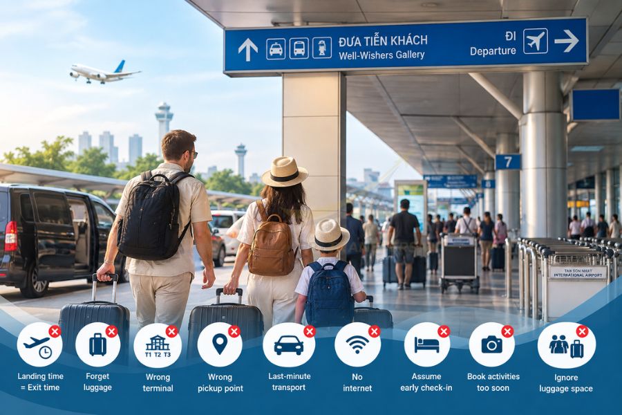 Checking luggage, terminal details, pickup instructions and internet access helps prevent common problems after landing Checking luggage, terminal details, pickup instructions and internet access helps prevent common problems after landing